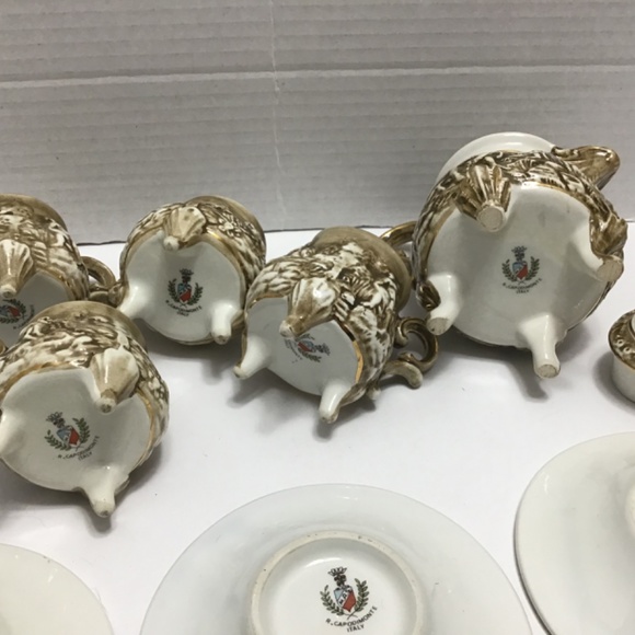 R. Capodimonte M.A.S. Small teapot with 4 footed cups and 6 plates - Picture 9 of 16